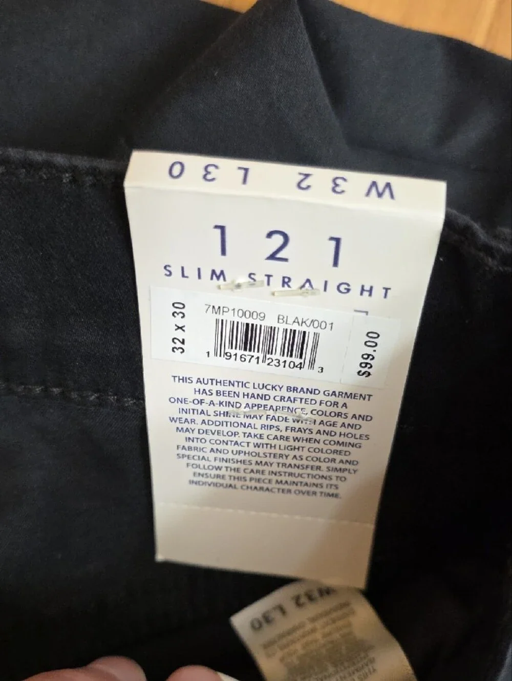 NWT Lucky Brand 121 Slim Straight Chino Style Pants Mens Black Size 32x30